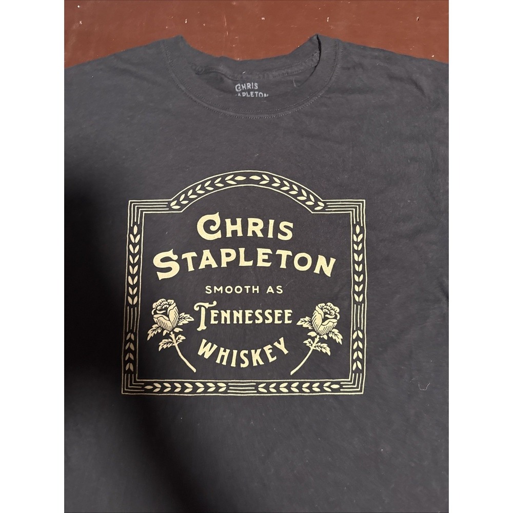 Chris Stapleton Smooth as Tennessee Whiskey Graphic Tee Shirt Black Mens Small